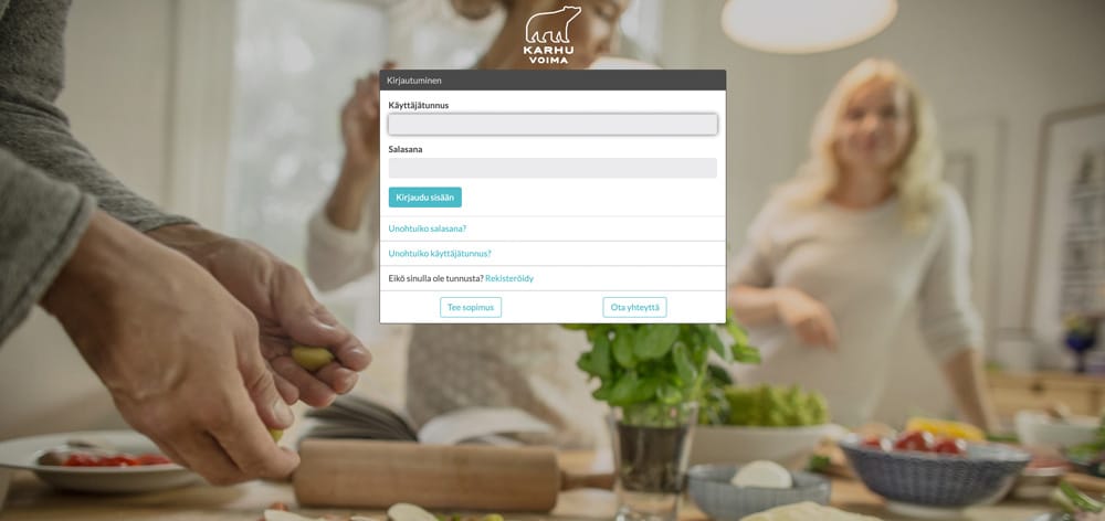 Karhu Voiman kirjautumissivu.
